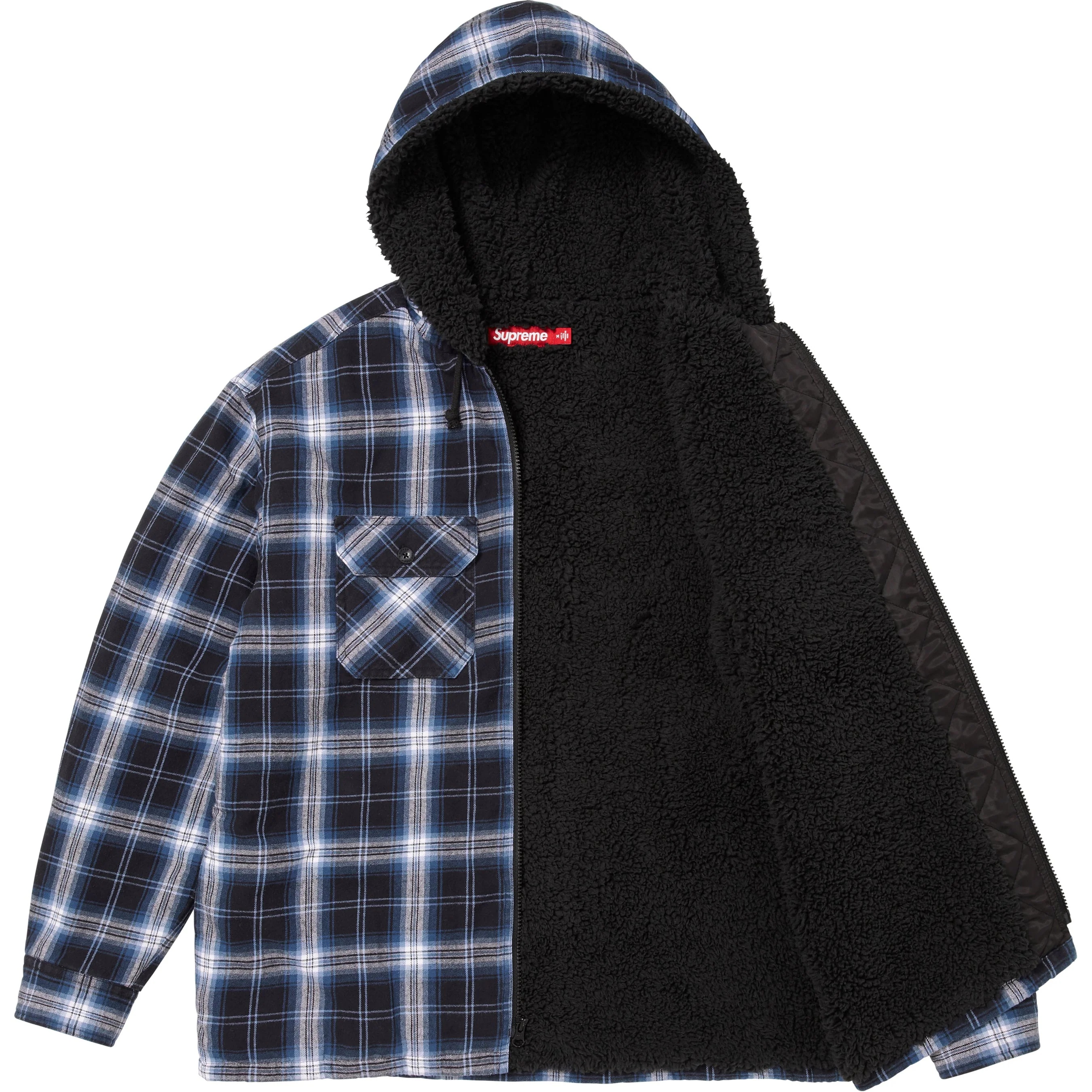 Lined Zip Up Hooded Flannel Shirt view 3
